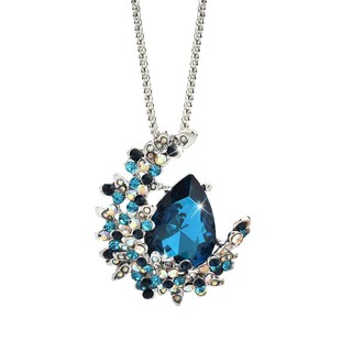 New high-end feeling imitation crystal moon sweater chain women's temperament water drop pendant long necklace fashion Joker jewelry
