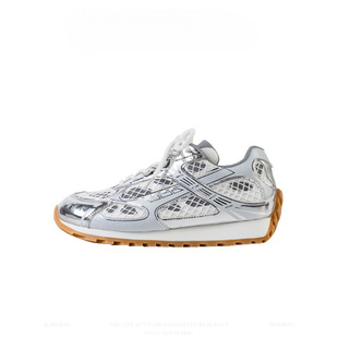 silver Torre Shoes Women's 2025 Summer New Style Mesh Breathable Thick Sole Sports Casual Shoes Vintage Forrest Gump Shoes