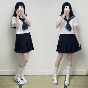 Japanese style genuine goods jk uniform skirt original genuine White three basic middle clothing thick cyanosis color spring and summer short sleeve suit