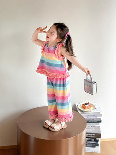 2025 New Casual Vest Sports suit Girls Summer Fashion Internet Popular Children's Western Style Two-piece Loose