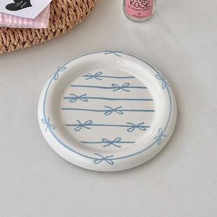 South Korea Ins Girl's Heart Bow Doodle Disc Creative Breakfast Dessert Cake Psta Plate Ddish Storage Plate