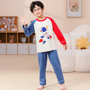 [Sui Mengtian] Children's Pajamas 6535 Long Sleeve Cartoon suit Cute Children's Boys and Girls Home Cotton
