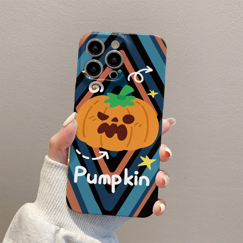 Halloween Cartoon Pumpkin Phone Case for Apple iphone11/15 Filin Case Protective Case with Zipper