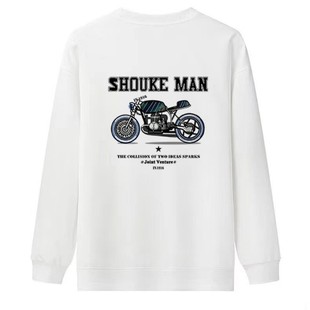 American Style New Style Motorcycle Men's Sweat Men's European and American Heavy-weight Autumn and Winter fleece-lined Fun Long Sleeve Loose for Men and Women Couple