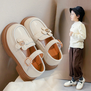 Girls Small Leather Shoes 2024 Spring and Autumn New British Style Little Girl Shoes Children's Black Princess Shoes Le Fu Tao