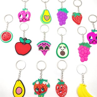 Korean Style Ins Cute Cartoon Fruit Silicone Key Ring Headset Bag Pendant Simple Girl Heart Key Ring