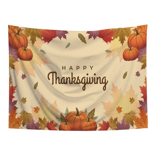 Cross-border Thanksgiving Day Hanging Cloth Pumpkin Maple Leaf Harvest Atmosphere Background Cloth Living Room Wall Decoration Tapestry