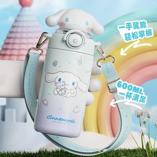 Чашка-термос Sanrio, чашка из нержавеющей стали 316, новая милая высококачественная соломенная чашка для девочек с собакой и корицей ins