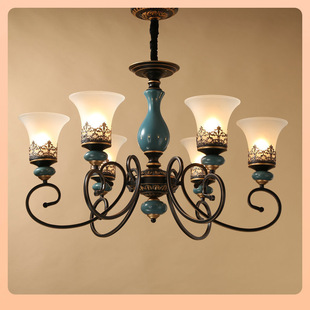 Ceramic living room chandelier dining room lamp bedroom study lamp simple European lighting luxury atmosphere American retro
