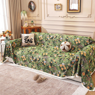 American Country Vintage Yarn-dyed Jacquard Full Cover Tassel Sofa Towel All Seasons Universal Sofa Cushion Sofa Cover Towel Generating Hair