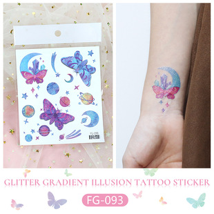 New cross-border waterproof glitter dream tattoo paste gradient butterfly moon goddess tattoo face paste factory direct sales