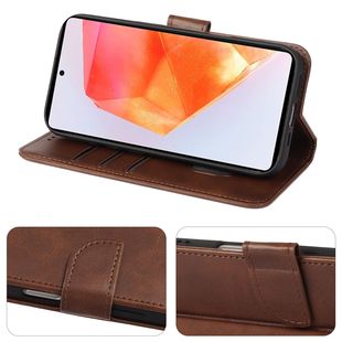 For Samsung S25 Ultra/S24 FE Mobile Phone Leather Case S23/S22 Calfskin Half Moon Buckle Mobile Phone Leather Case