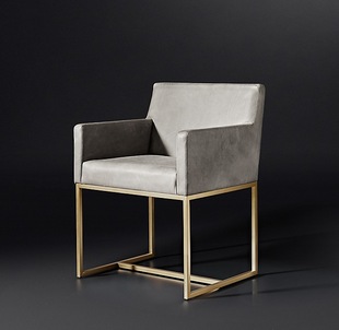 American RH Original American Modern Simple Light Luxury Dining Chair Italian Design Stainless Steel Metal Cowhide Office Chair