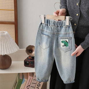 Boys' Jeans Spring and Autumn 2024 New Small and Medium-sized Children's Ruffian Handsome Boys Children's Fashionable Baby's Long Trousers