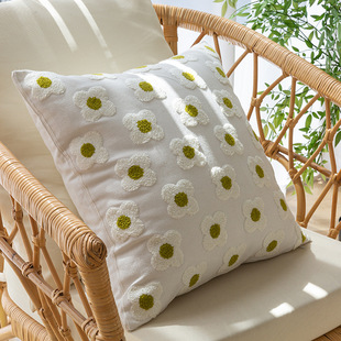 Internet Celebrant Pure Cotton Knitted Pillow Case Flower Embroidery Advanced Sense Sofa Pillow Home Decoration Cushion Pillow Case