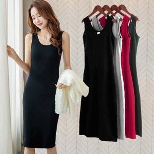 Vest Base dress Long Slip Skirt plus size Women's chubby girl dress 2024 Summer Student Base Skirt