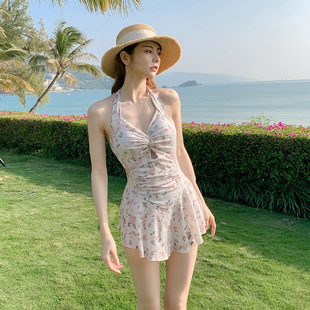 Hot Spring Swimwear Women's Fashion Explosions Solid Color Slim Flesh Covering Body Skirt Conservative Waist Sexy Swimwear Wholesale