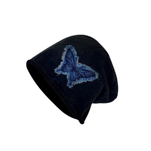 Spring and Autumn Butterfly Embroidery New Big Head Circumference Pile Hat Women's Face Revealing Small Fashion Casual Easiest for Match Baotou Cold Hat Men