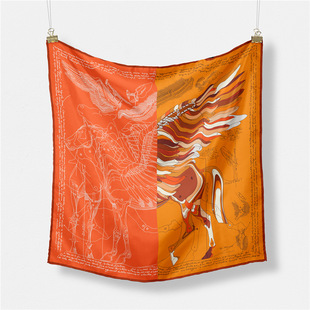 Korean Style Summer Printed 53cm Small Square Silk Scarf Autumn and Winter Stylish High-end Fashionable Scarf Student Scarf