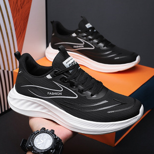 Flying mesh sneakers 2024 summer new fashion shoes comfortable breathable casual fashion men's shoes soft bottom men's shoes