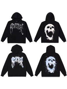 Trendy Brand Sweater Keel Smoke Couple Skull American Style Men's and Women's Loose High Street Pure Cotton Hoodie