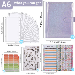 in stock cross-border exclusive for Amazon Macaron creative gypsophila creative notepad loose-leaf bookkeeping pu notebook