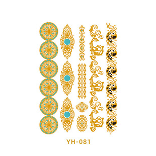 Gold stamping tattoo waterproof European and American fashion trend silver metal tattoo stickers factory spot direct cross-border exclusive