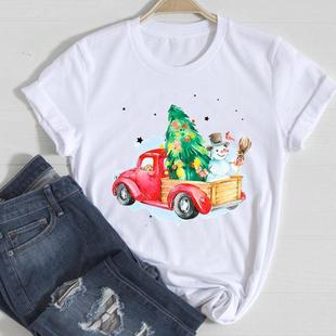 Merry Christmas T Shirt 2022 new Christmas T-shirt short sleeve children's Christmas clothes ins
