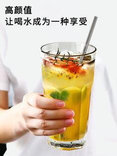 Libby octagonal cup pentagonal Cup glass cup household milk juice cup beer cup Gibraltar Cup LOGO