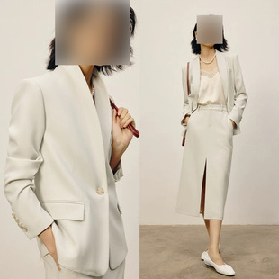 in stock factory wholesale 2025 new solid color rock white color fruit collar suit skirt suit