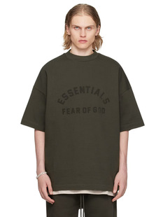 High Edition Carl тот же ESSENTIALS FOG принт маленький высокий воротник с двойным шнурком свободный с короткими рукавами футболка с половинным рукавом