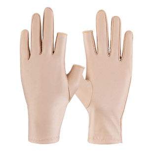 Sunscreen Gloves Women's Elastic Thin Half-Finger Exposed Two-Finger Outdoor Anti-UV Driving Sports Nail Gloves Cross-Border