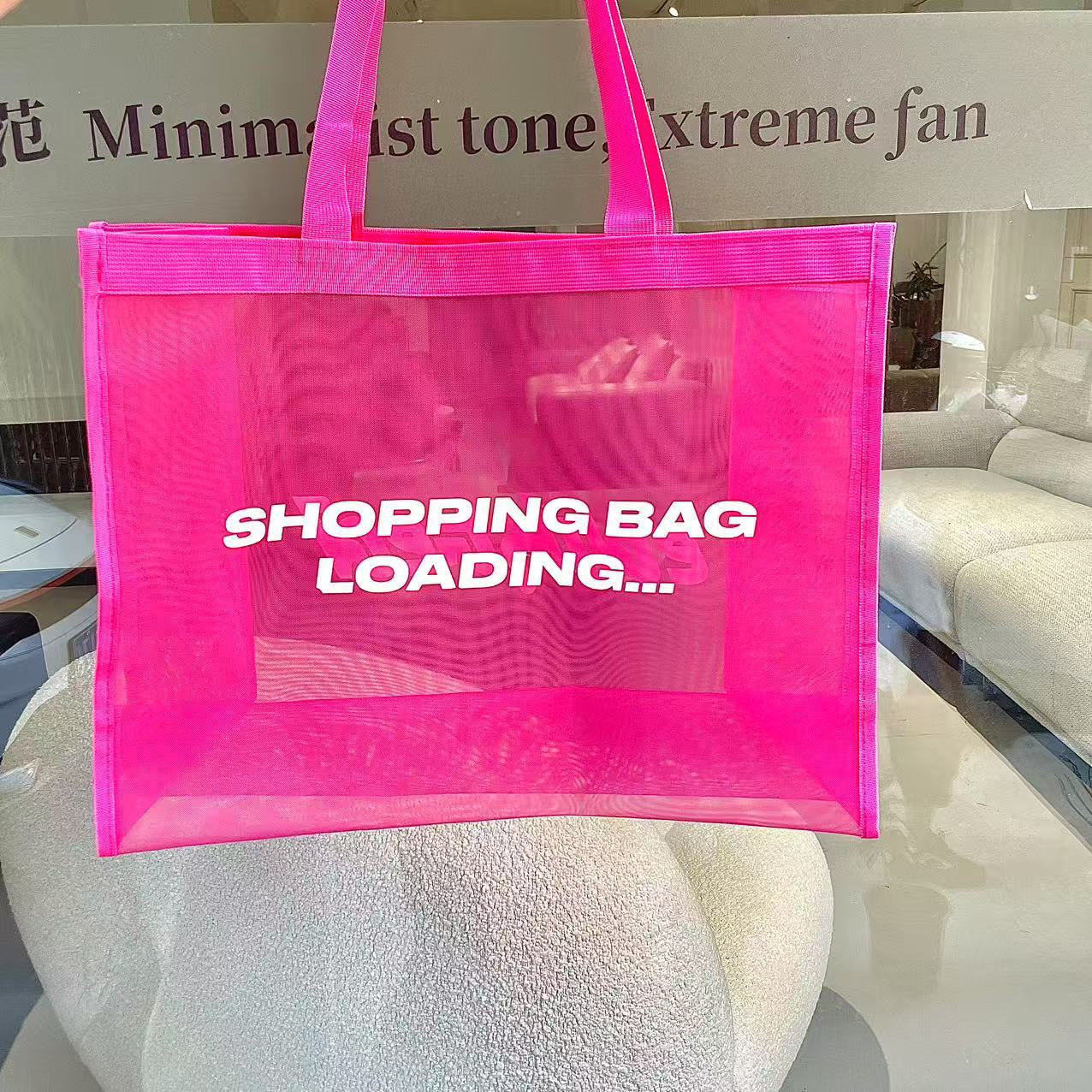 Large capacity mesh transparent handbag for women, perfect for outdoor use, beach, swimming, shopping, and more.