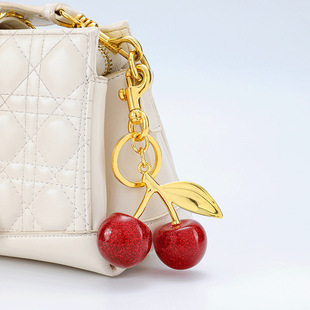 Factory direct cherry bag bag pendant cherries keychain creative car decoration keychain cross-border wholesale women