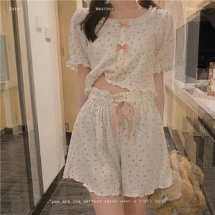 2023 Summer with Chest Pad Retro Small Floral Sling Pants Pajamas Women's Internet Popular TikTok Group Buying Daifa Home Clothes