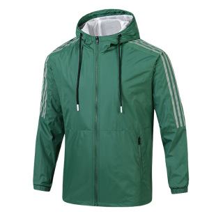 Spring and Autumn Coat for Men and Women Couple Classic Fashion Three Bars Hooded Coat Jacket Sports Casual Fashion All-match