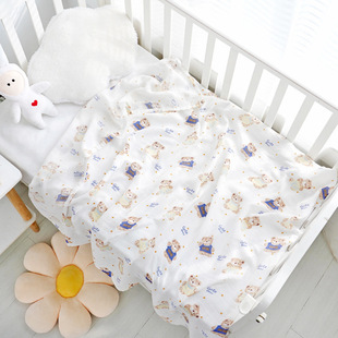 Baby Muslin Bamboo Cotton Wrap Type a Gauze Bath Towel Summer Thin Double-Layer Newborn Blanket Delivery Room Wrap