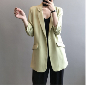 Chiffon Small Suit Jacket Women's Thin Summer Dape Loose Cyber Celebrity Casual Mid-length White Suit Top