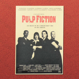 Криминальное чтиво Pulp Fiction Киноплакат Общежитие бар кафе крафт-бумага настенная наклейка