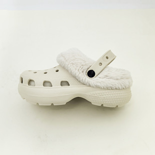 Hole Shoes Cotton Slippers Autumn and Winter Women's Shoes EVA fleece-lined Warm Mao Shoes Increased Thick Sole Women's Winter Cotton Shoes Detachable