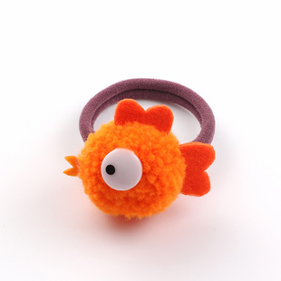 New Children's Hair Rope Cute Fur Ball Animal Hair Rings Girls Cartoon Puppy Chick Tiger Head Rope Rubber Tendon Headwear