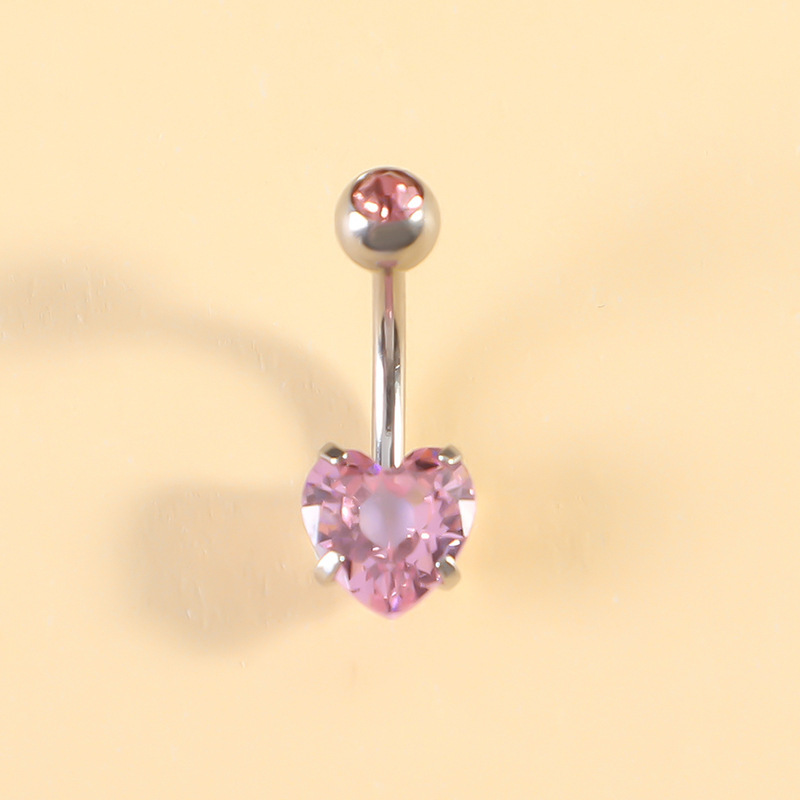 Hot-Selling Titanium Steel Claw Zircon Navel Nail Four-Claw Inlaid Navel Button Belly Navel Ring Simple and Fashionable Summer Belly Dance