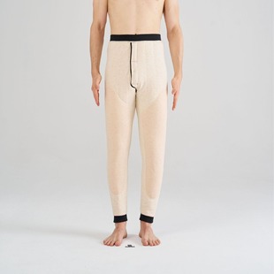 Cashmere Silk Thermal Pants for Men, Fleece-Lined and Thickened with Knee Pads, Cold-Proof Men's Heated Autumn Leggings Base Pants