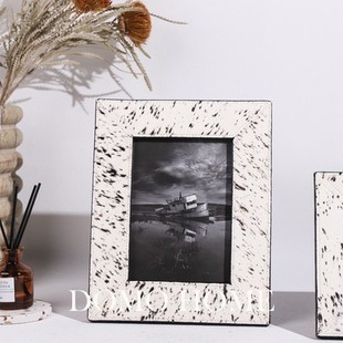 Modern Light Luxury Horse Hair Photo Frame Model Room Decoration Home Hotel Living Room TV Cabinet Bedroom Bedside Table Decoration