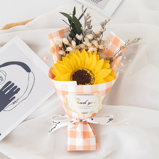 Net Red Accompanying Gift Bouquet Rose Sunflower Soap Flower for Girlfriend Creative Birthday Pushing Stall
