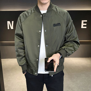 Shopkeeper's Style Letter Baseball Collar Jacket Men's 2025 Spring Men's Fashion Brand Casual All-match Long-sleeved Jacket Top