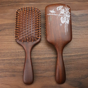 Natural gold silk sandalwood air cushion air bag comb wooden hair comb scalp massage comb outdoor portable travel