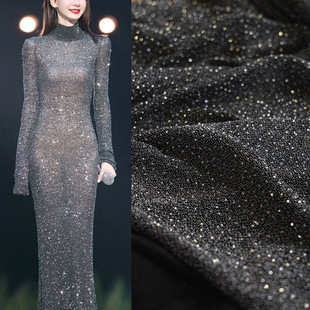Nylon Diamond-encrusted Glitter Stretch Fabric, Skin-friendly and Draped Encrypted Stage Dress Dress Clothing Designer Fabric