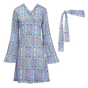 Cross Border 20.23 million Holy Festival 70 s Hippie Disco Costume Gogo Dress Turban + Dress Two-Piece Set