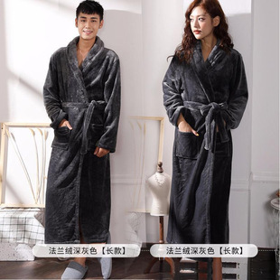 Thickened Long Flannel Couple Nightgown Women's Winter Pajamas Bathrobe Men's Autumn Coral Fleece Home Clothes